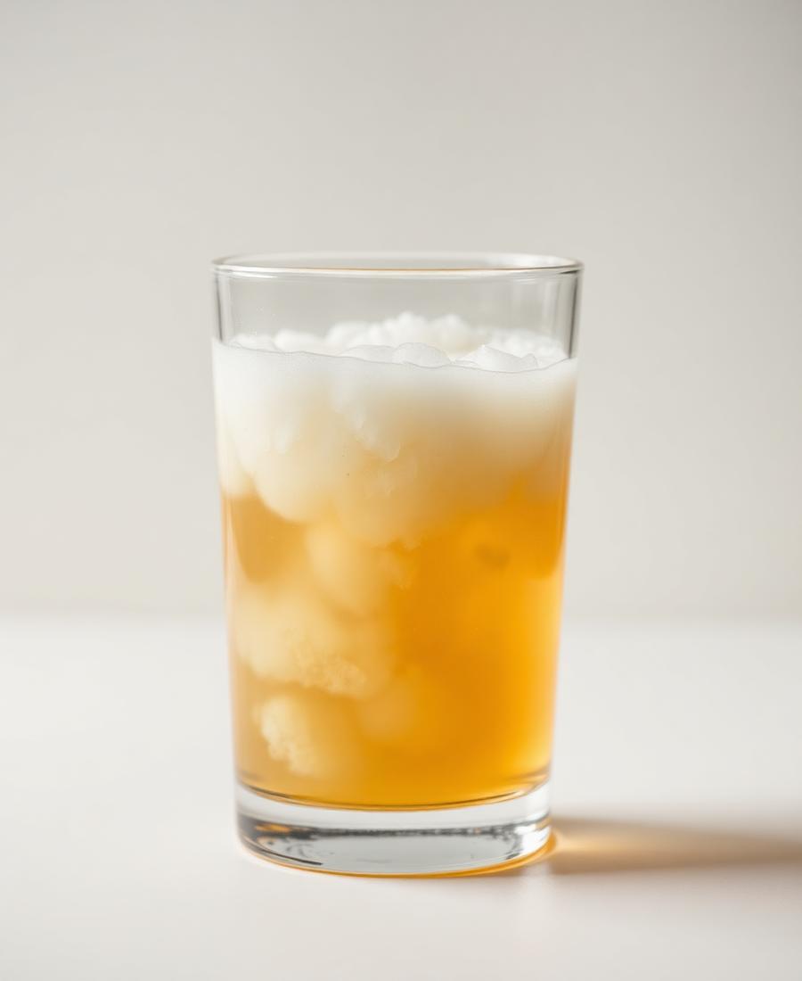 Cloudy fermentation broth in laboratory glass